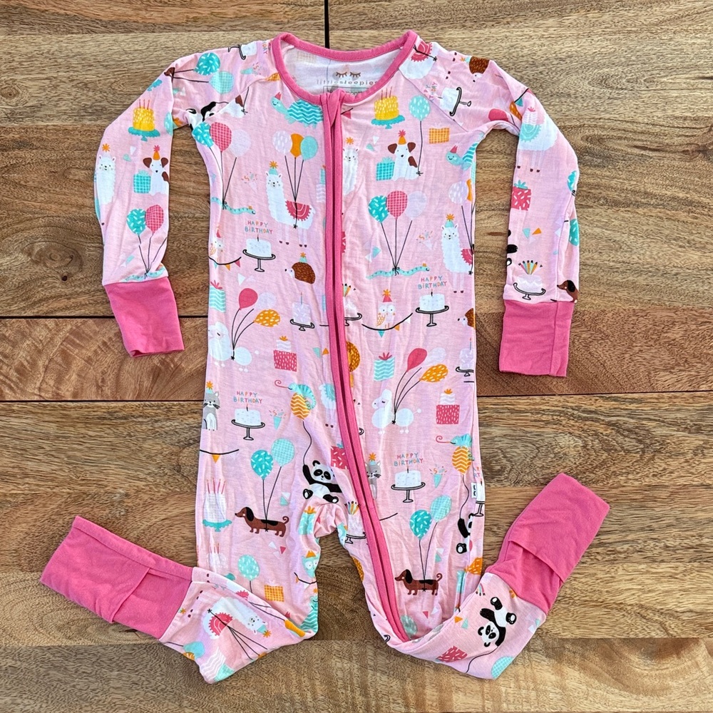 Little Sleepies Birthday Party Animals Zippy Pajama Bamboo Limited Edition 18-24